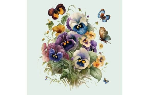 Download Watercolor Bouquet Pansy Flowers - Pansy Collection