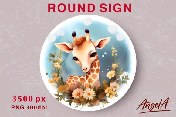 Download Watercolor Cute Giraffe Png Round Design - Cute giraffe png Collection