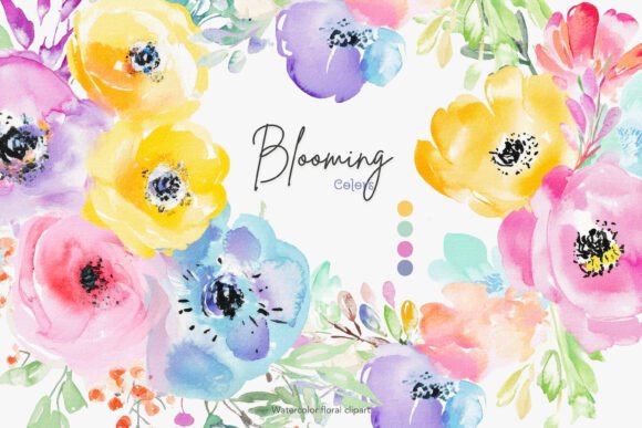 Download Blooming Colors Watercolor Flowers Png - Blooming Collection