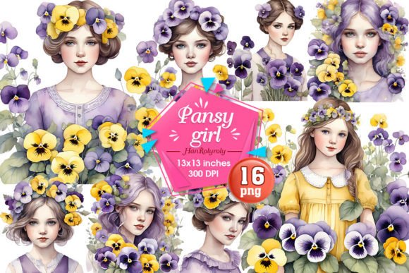 Download Pansy Girl Sublimation Clipart - Pansy Collection
