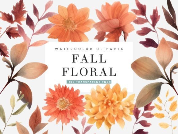 Download Watercolor Fall Flower Clipart Bundle - Fall flower clipart Collection