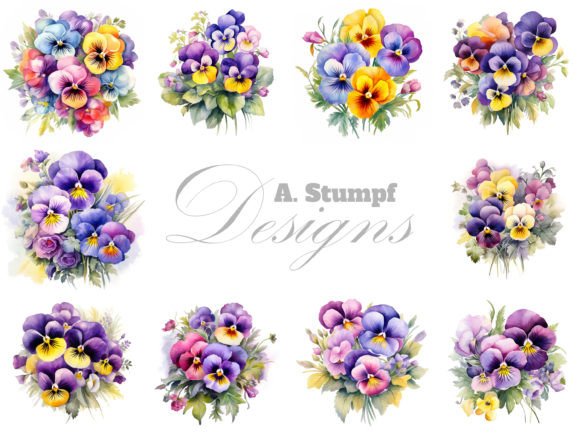 Download Pansy Flowers Clipart Watercolor Bundle - Pansy Collection