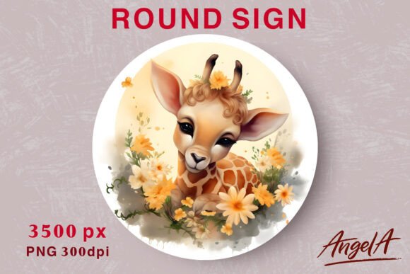 Download Watercolor Cute Giraffe Png Round Design - Cute giraffe png Collection