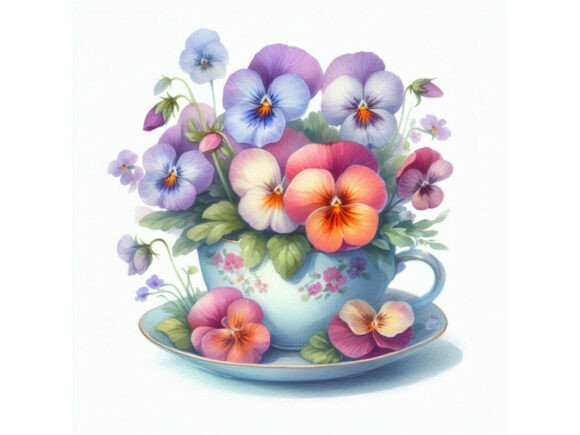 Download Pansy Cup Watercolor - Pansy Collection